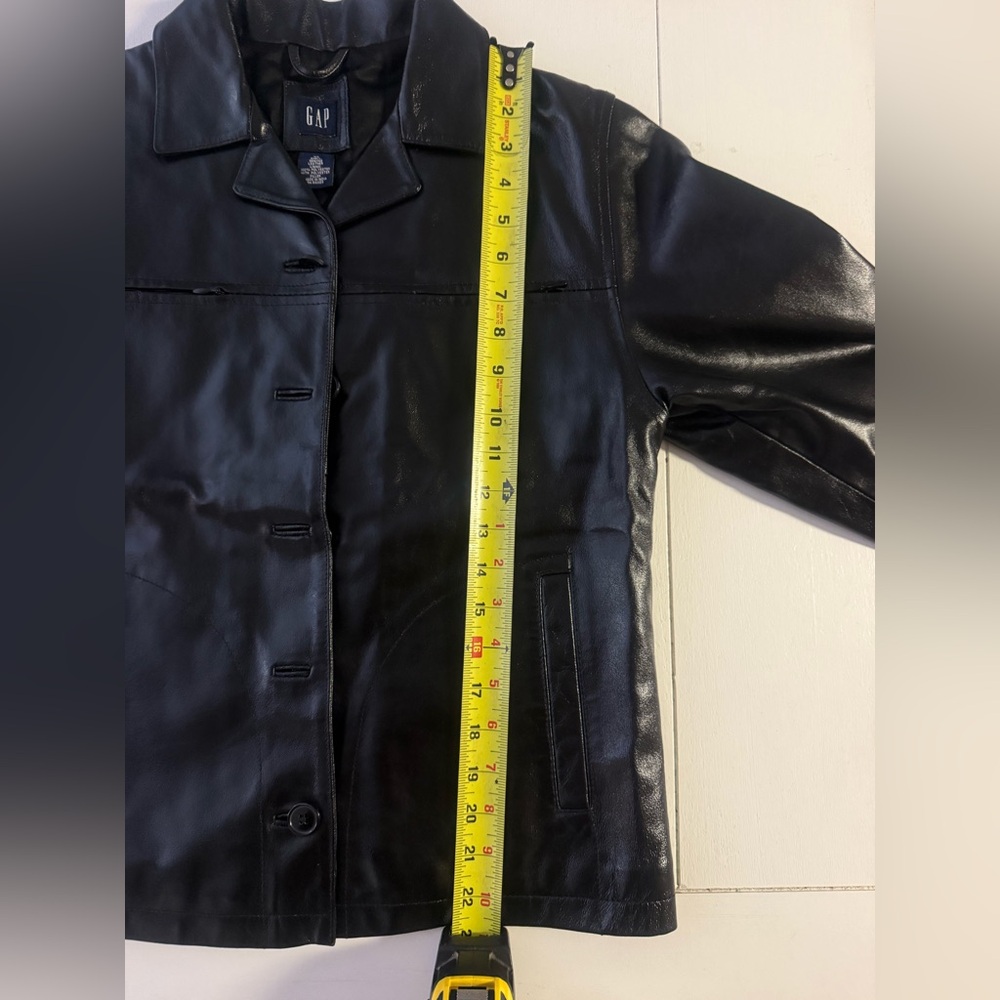 Kids GAP Black Genuine Leather Jacket Size XL - Picture 7 of 7